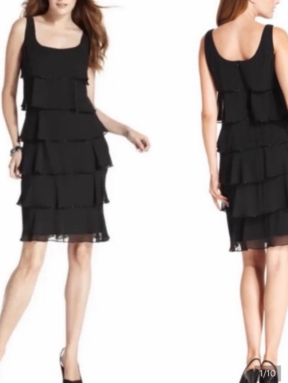 Patra Black Tiered Ruffle Shift Dress